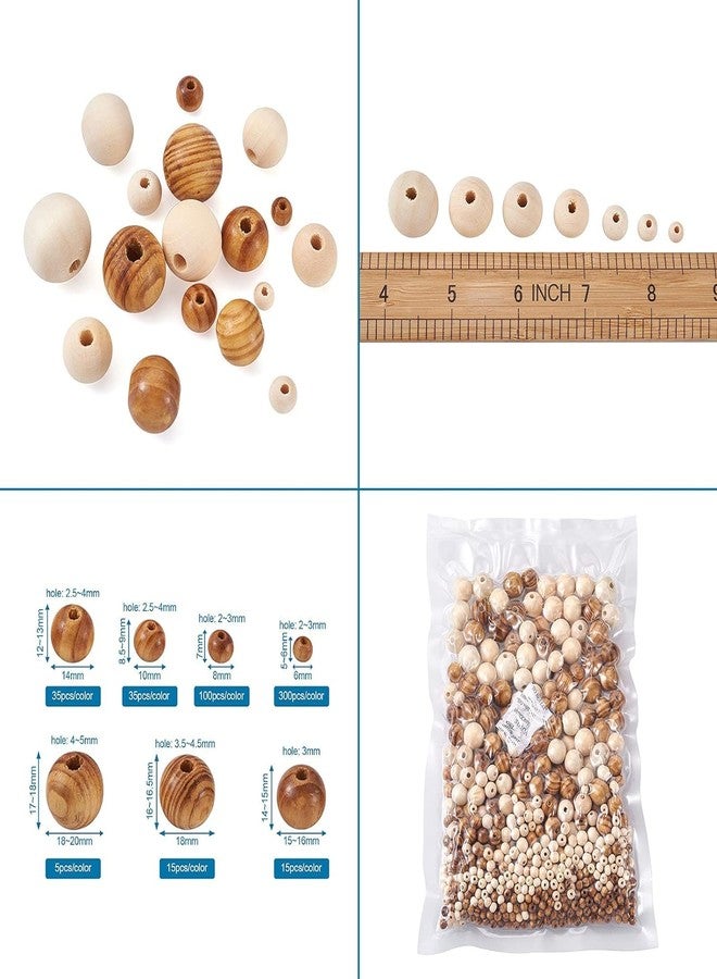 دي آي واي كرافتس مجموعة أشغال يدوية 260، خرز خشبي طبيعي دائري بأحجام مختلفة، خرز كروي خشبي مصقول، خرز سائب لصنع المجوهرات والأساور والقلائد والحرف اليدوية المنزلية والحفلات (260) - Image 3